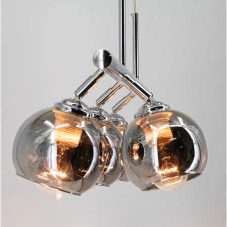 Lampa wisząca chromowana 6-punktowa ze szklanymi kloszami 2208/6 8C z serii PIRAN - Lampy Elem